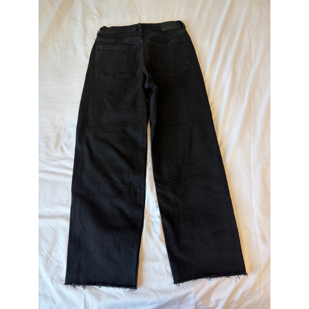 Everlane Way-High Wide Leg Jeans Black Raw Hem Denim Pants 28R High Rise - Picture 2 of 9